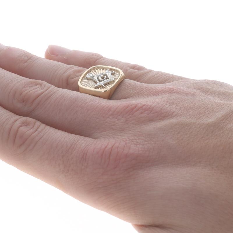 Blauer Lodge Herren Master Mason-Ring aus Gelbgold - 10k Masonic im Angebot 1
