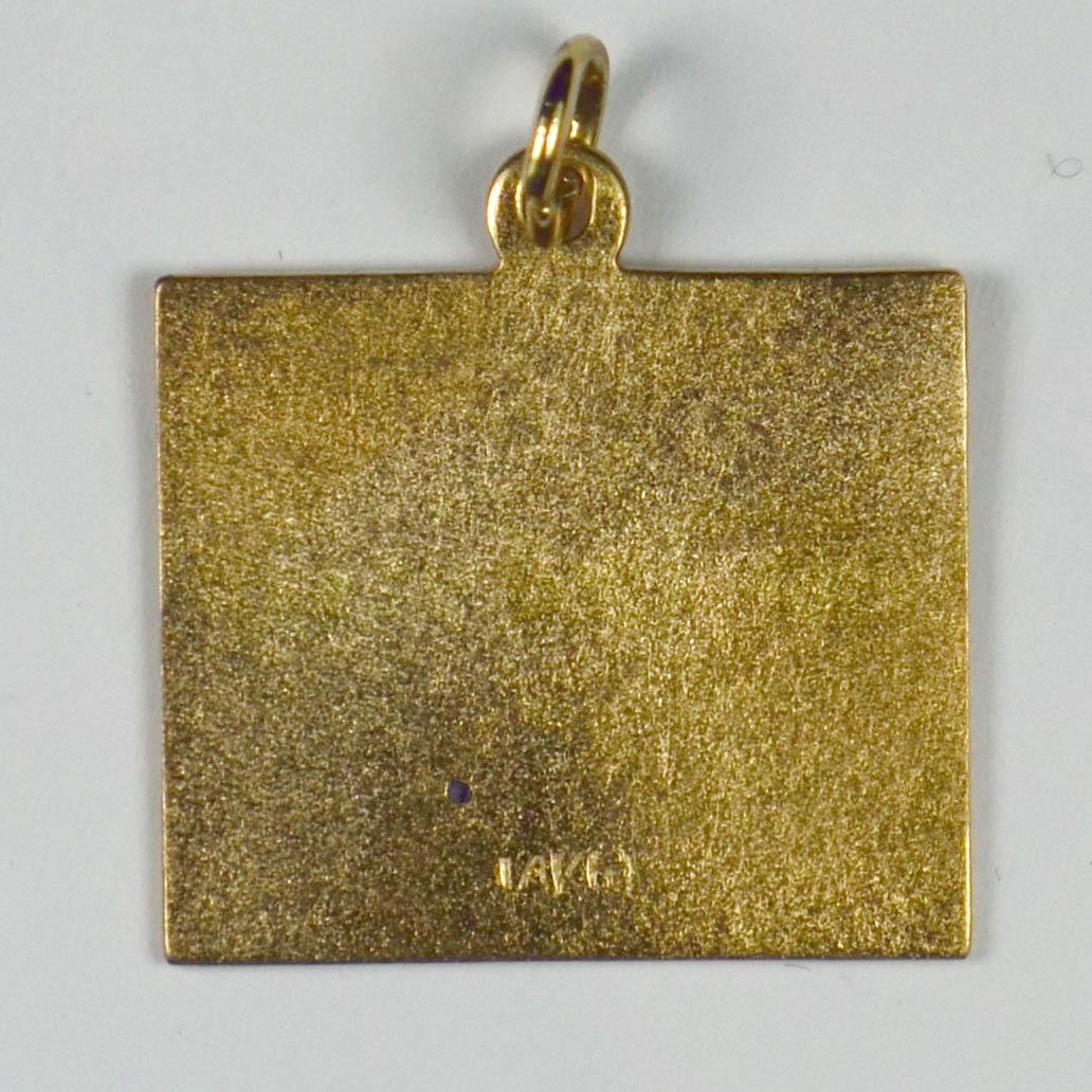 Round Cut Yellow Gold Blue Sapphire 20th March 1958 Calendar Date Charm Pendant