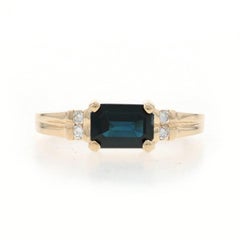 Yellow Gold Blue Sapphire Diamond Ring - 14k Emerald 1.12ctw