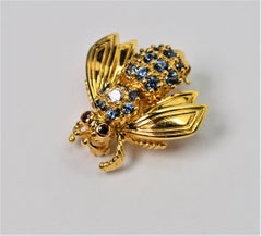 Yellow Gold Blue Sapphire Diamond Tiffany & Co. Bee Pin Brooch