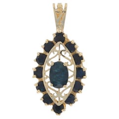 Pendentif Halo en Or Jaune Saphir Bleu - 10k Oval 2.92ctw