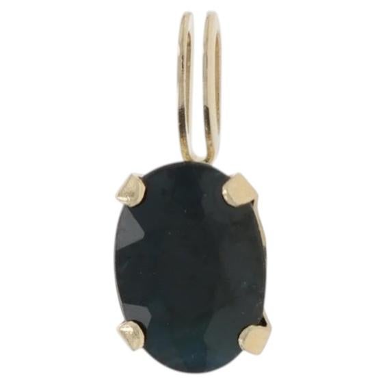Colgante Solitario Zafiro Azul Oro Amarillo - 14k Ovalado .87ct