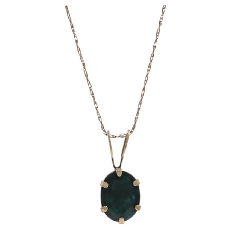 Collana con ciondolo solitario in oro giallo con zaffiro blu da 21 1/4" - 10k Oval 1.63ct