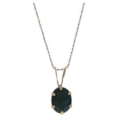 Yellow Gold Blue Sapphire Solitaire Pendant Necklace 21 1/4" - 10k Oval 1.63ct