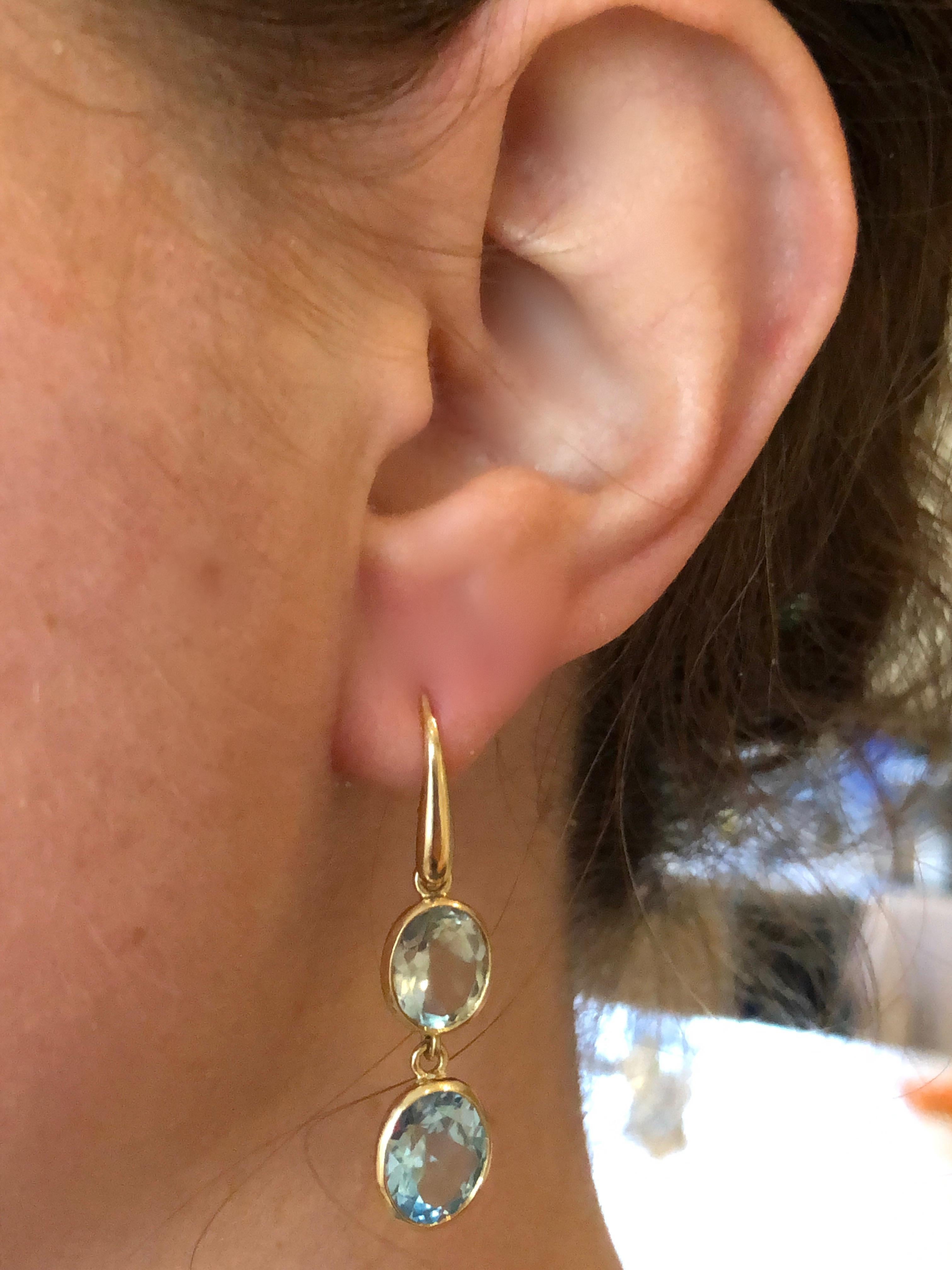 blue topaz prasiolite drop earrings