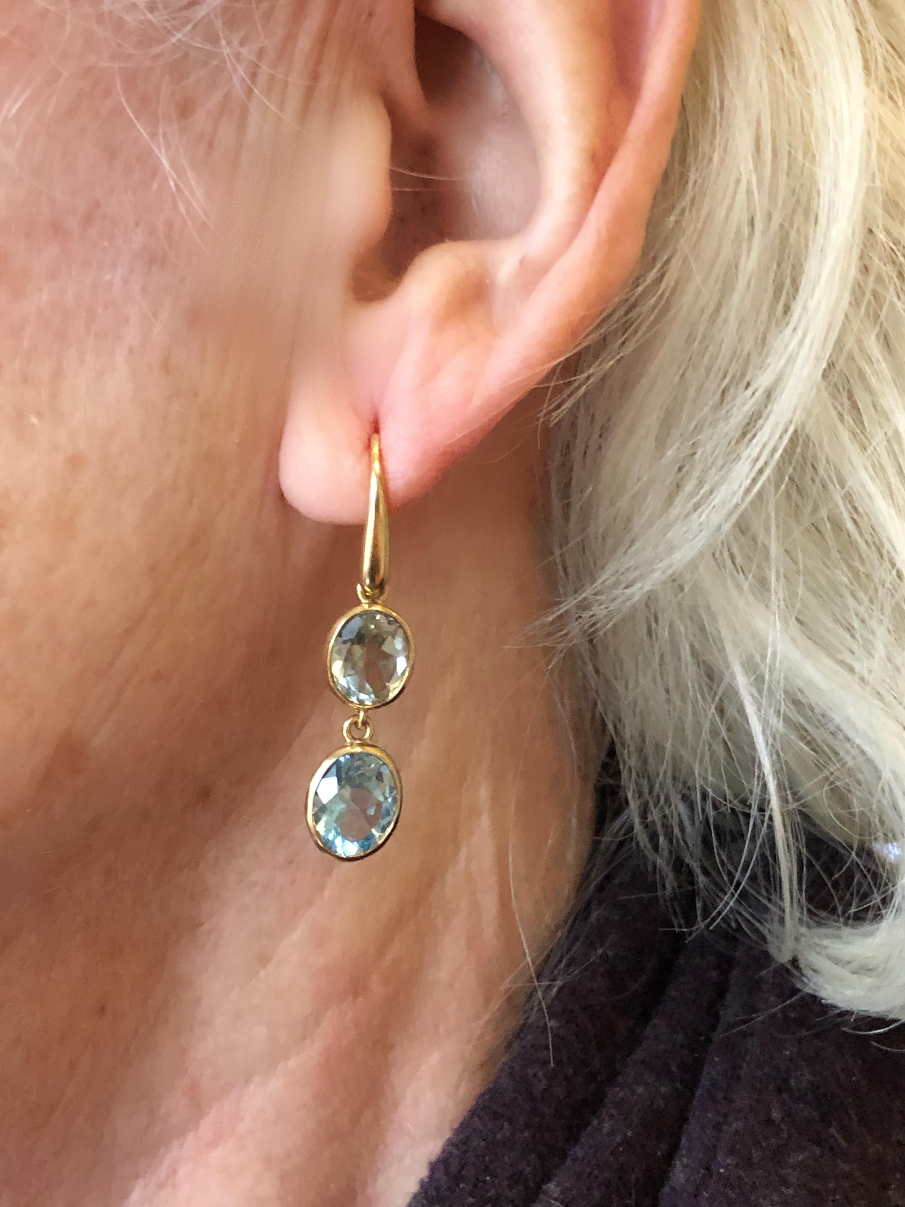 18k yellow gold prasiolite double drop dangle earrings