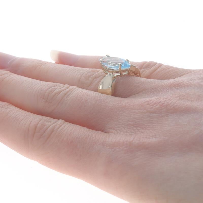 Gelbgold Blauer Topas Cocktail Solitär Ring - 14k Marquise 2,50 Karat Damen im Angebot