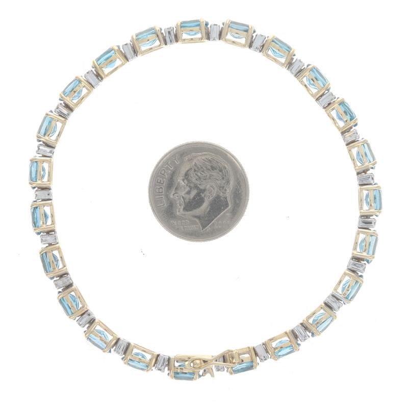 Women's Yellow Gold Blue Topaz & Diamond Bracelet 7