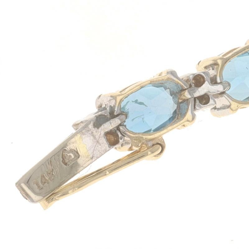 Yellow Gold Blue Topaz & Diamond Bracelet 7