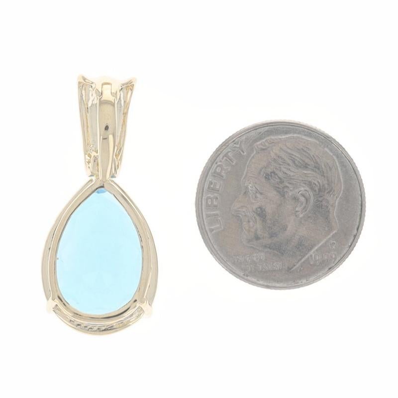 Pendentif en or jaune avec topaze bleue et diamants - Poire de 14 carats 9,40 carats Excellent état - En vente à Greensboro, NC