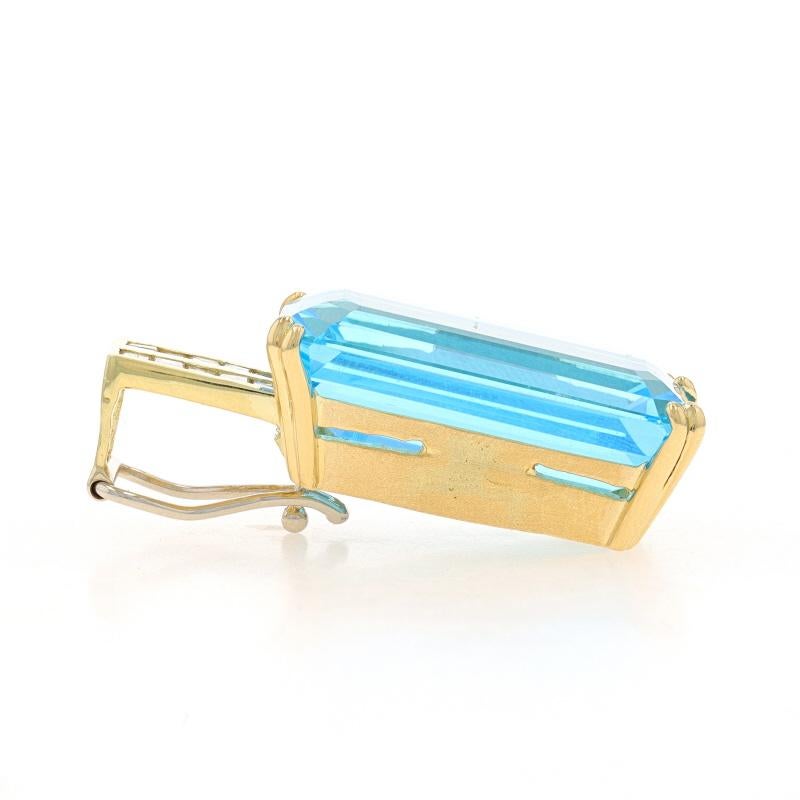 Gelbgold Blauer Topas & Diamant-Anhänger mit Anhänger im Smaragdschliff - 18k Smaragdschliff 34,80 ctw (Baguetteschliff)