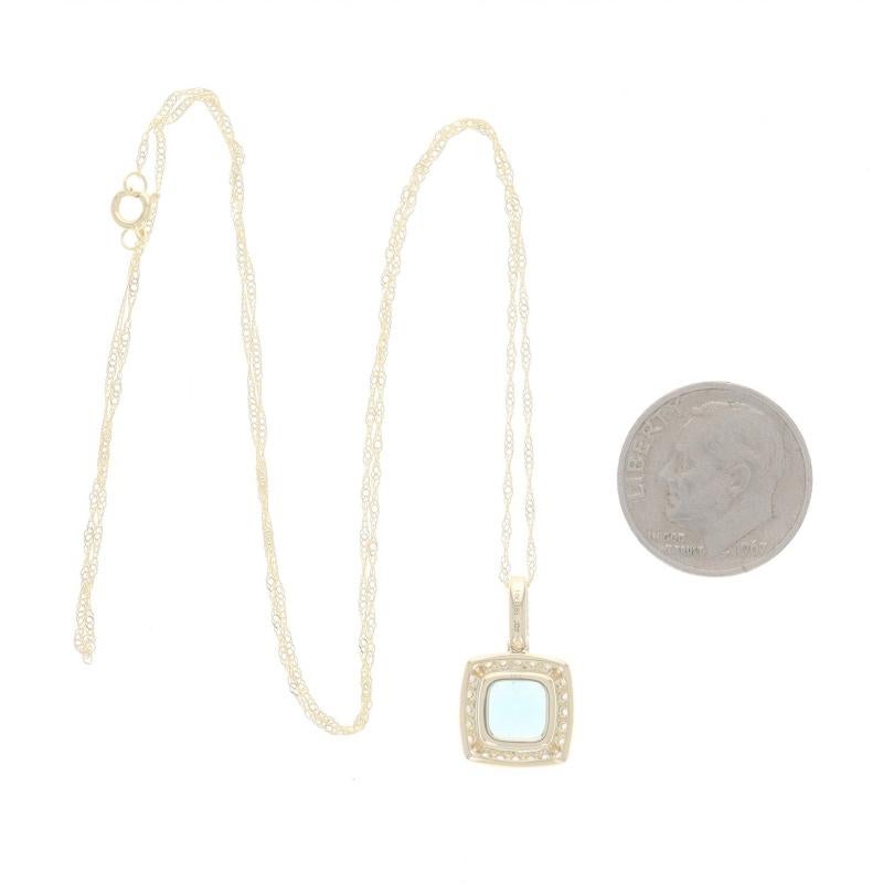 Halskette aus Gelbgold mit blauem Topas und Diamant-Halo-Anhänger 18