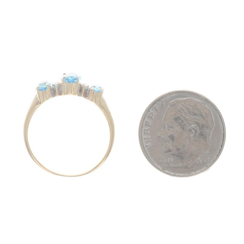 Gelbgold Blauer Topas & Diamantring - 10k Marquise 1,30ctw Drei-Stein-Ring 1