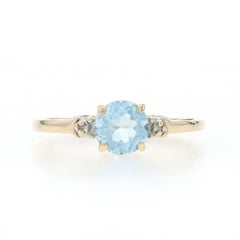 Yellow Gold Blue Topaz Diamond Ring - 10k Round 1.00ct