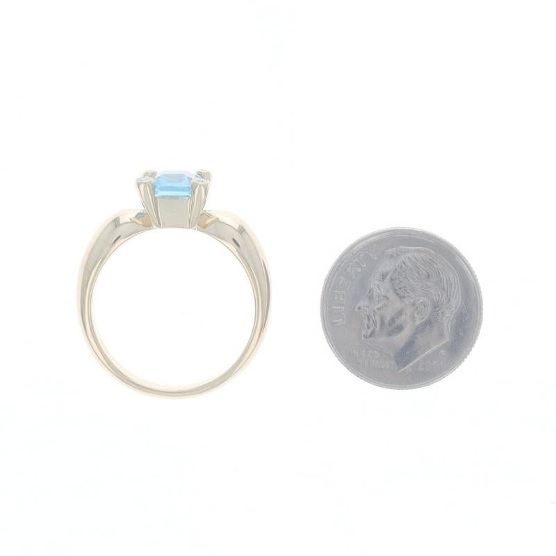 Women's Yellow Gold Blue Topaz Diamond Ring - 14k Emerald 1.69ctw For Sale