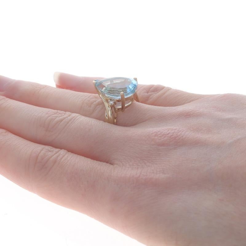 Women's Yellow Gold Blue Topaz & Diamond Ring - 14k Pear 9.52ctw For Sale