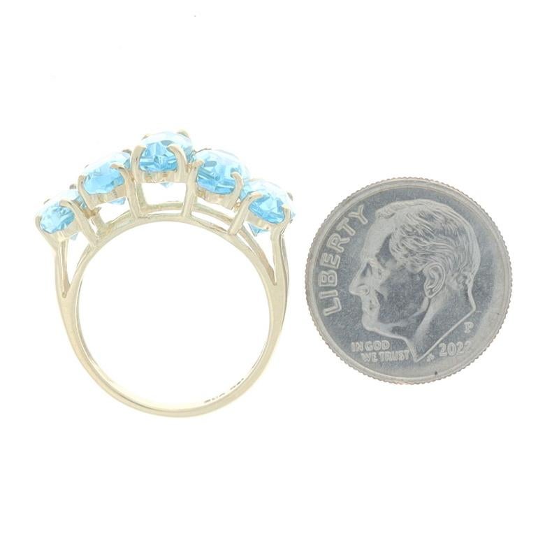 Anello a cinque pietre in oro giallo con topazio blu - 10k Marquise 6.00ctw in vendita 1