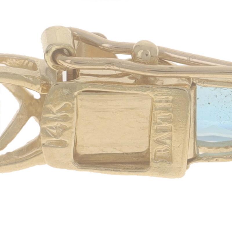 Yellow Gold Blue Topaz Link Bracelet 7 1/4