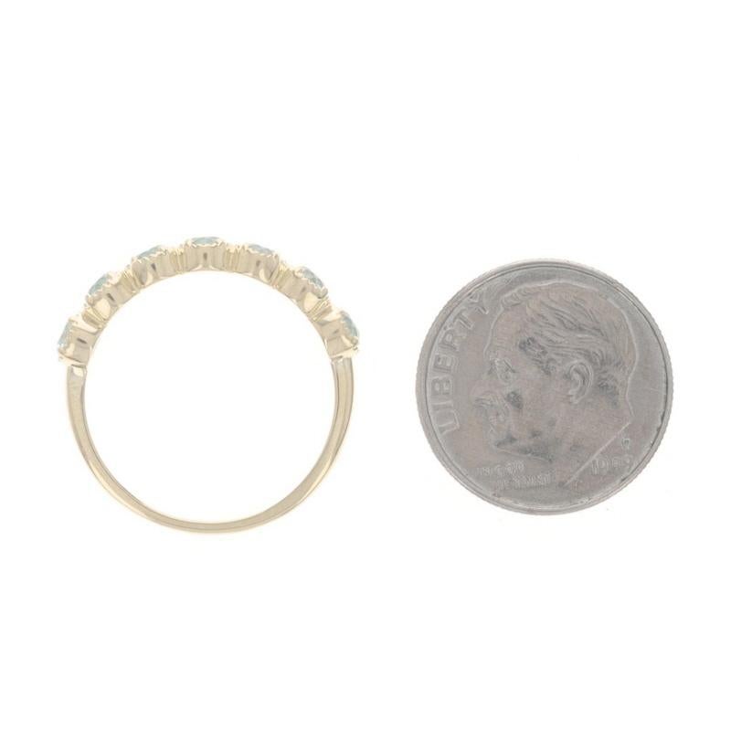 Anneau en or jaune à sept pierres en topaze bleue - 14k Round .70ctw Quatrefoil Ring 1