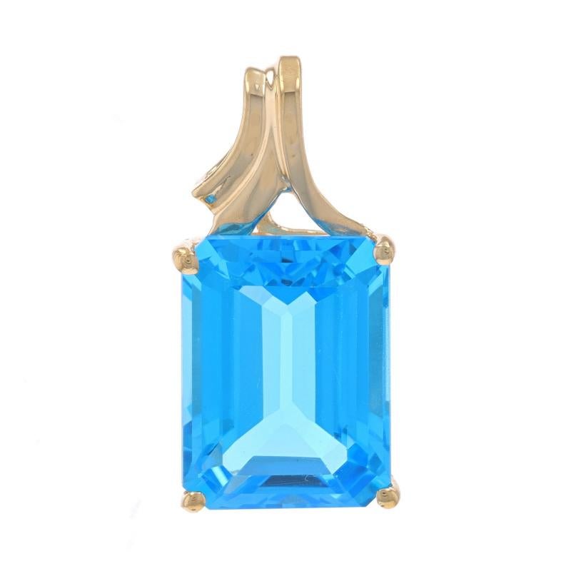 Contenu du métal : Or jaune 10k

Informations sur les pierres

Topaze naturelle
Traitement : Amélioration de routine
Carat(s) : 12.89ct
Coupe : Émeraude
Couleur : Bleu

Total des carats : 12.89ct

Style : Solitaire

Mesures

Hauteur (à partir de