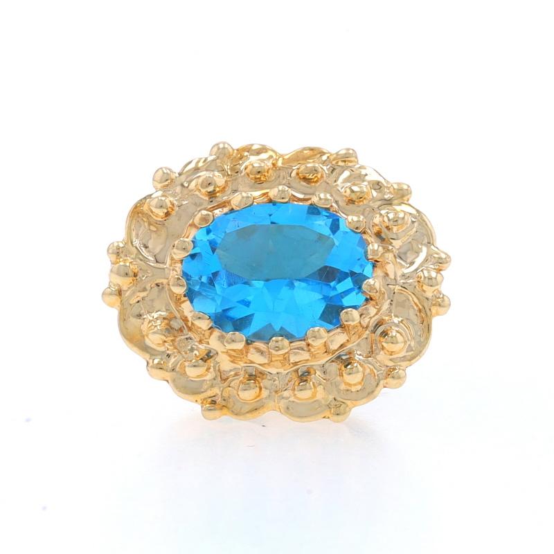 Charm en or jaune avec solitaire en topaze bleue - 14k Oval