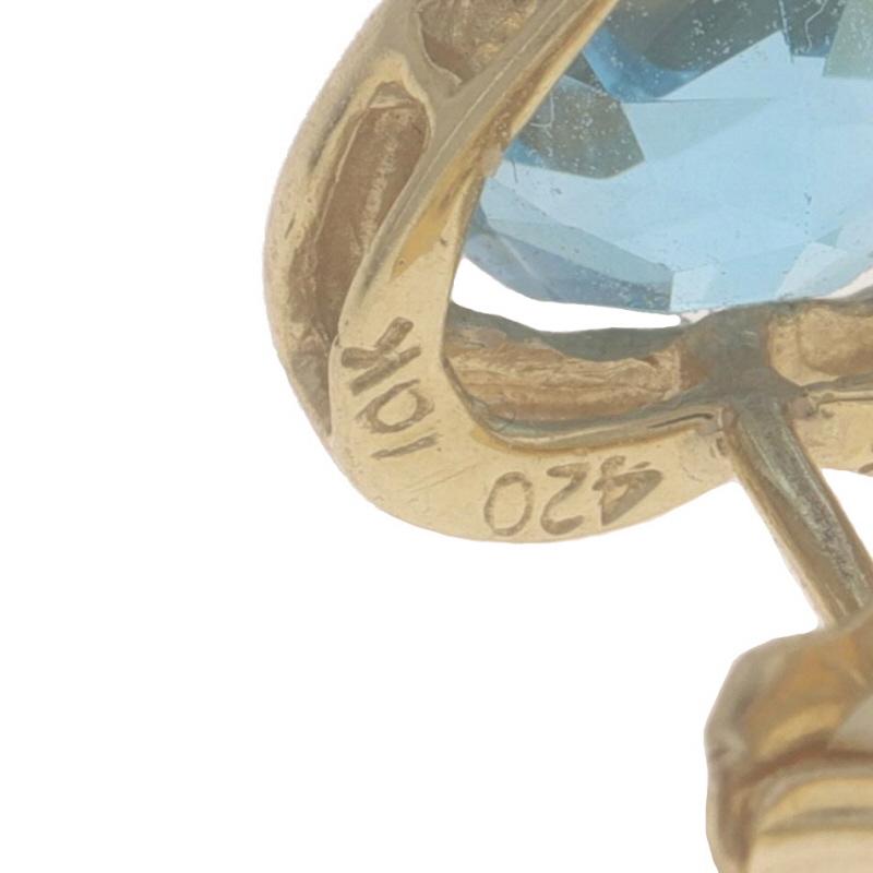 Women's Yellow Gold Blue Topaz Stud Earrings - 10k Heart 1.50ctw Love Pierced For Sale