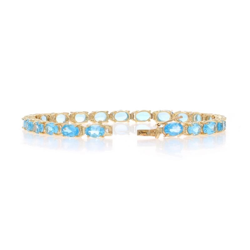 Women's Yellow Gold Blue Topaz Tennis Bracelet 6 3/4