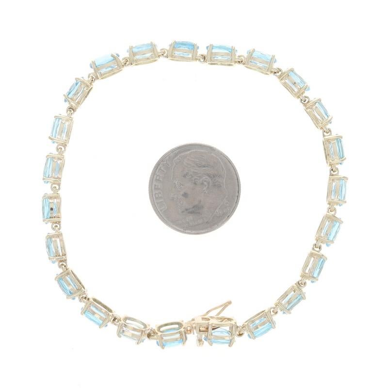 Yellow Gold Blue Topaz Tennis Bracelet 6 3/4
