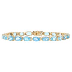 Gelbgold Blauer Topas Tennisarmband 6 3/4" - 10k Oval 13,11ctw