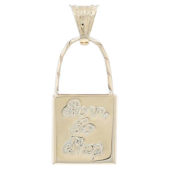 Yellow Gold Born to Shop Shopping Tote Pendant - 14k Shopping Bag Italy For Sale
