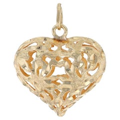 Botanical Puffy Heart Anhänger aus Gelbgold - 14k Love