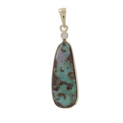 Yellow Gold Boulder Opal Diamond Pendant - 14k