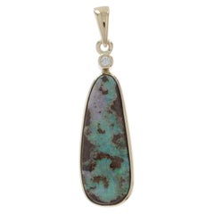 Yellow Gold Boulder Opal Diamond Pendant - 14k