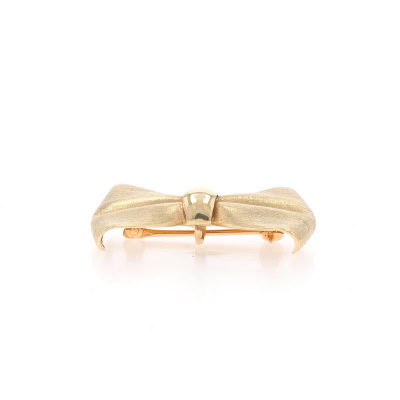 Yellow Gold Bow Convertible Brooch/Pendant Pin - 14k Tied Ribbon Pin In Excellent Condition For Sale In Greensboro, NC
