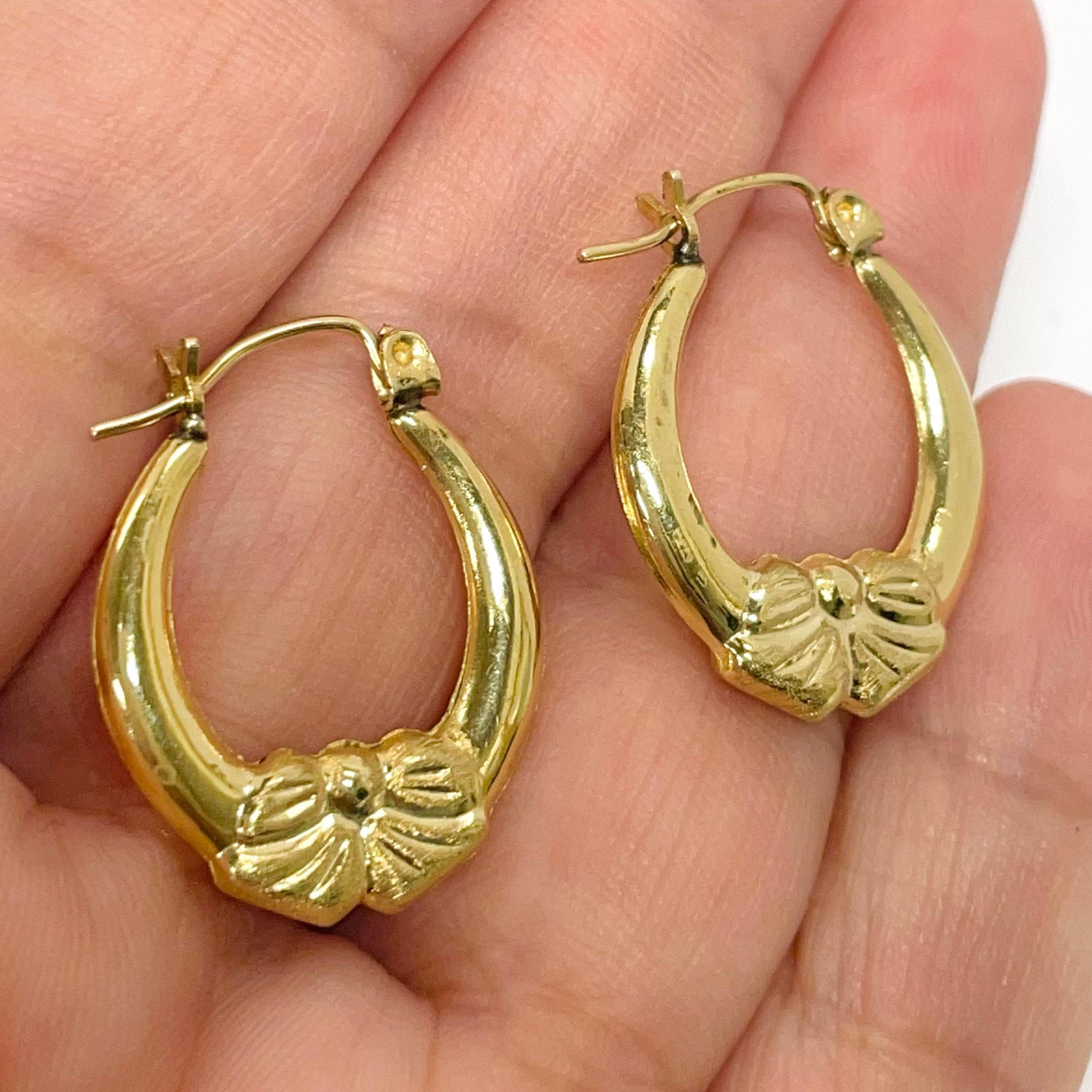 gold hoop bow earrings