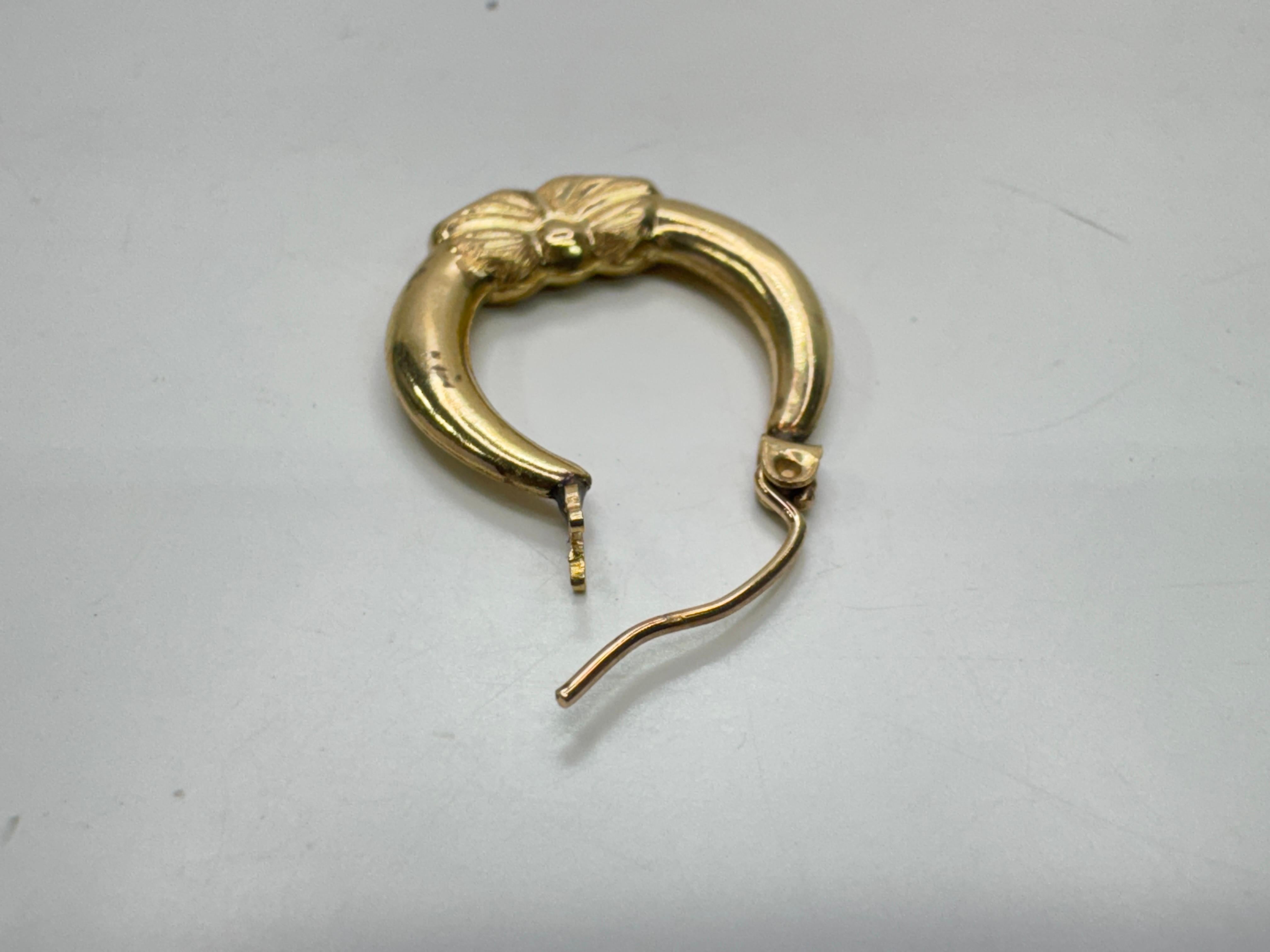 Retro Yellow Gold Bow Hoop Earrings For Sale
