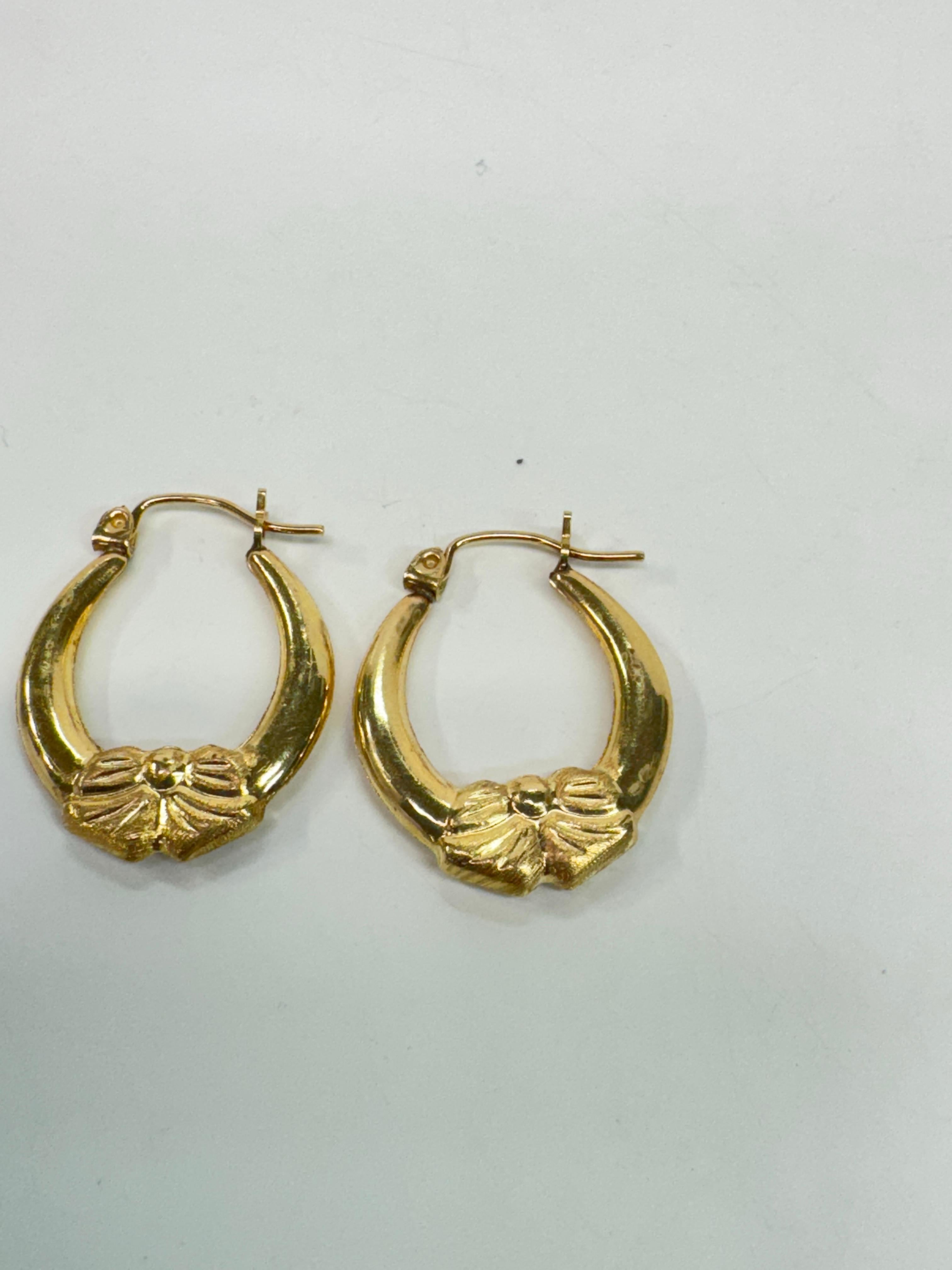 Yellow Gold Bow Hoop Earrings For Sale 1