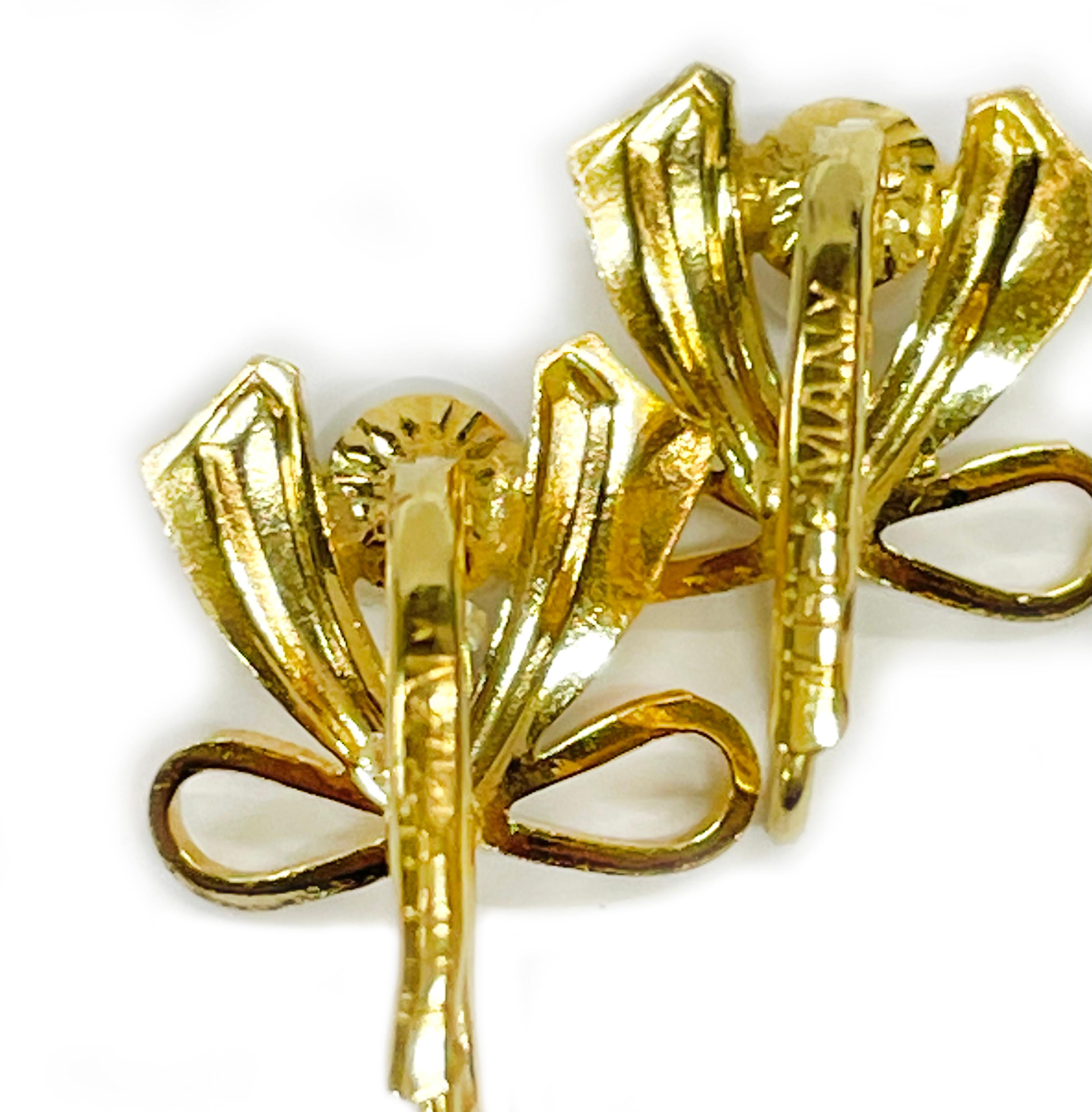 Pendientes de perlas con lazo de oro amarillo en Bueno estado para la venta en Palm Desert, CA