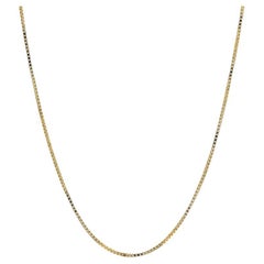 Yellow Gold Box Chain Necklace 14k Italy 22"