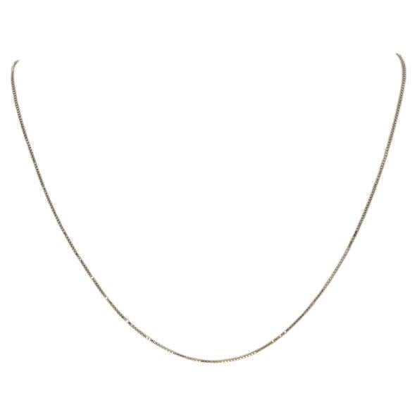 Yellow Gold Box Chain Necklace 15 3/4" - 18k For Sale