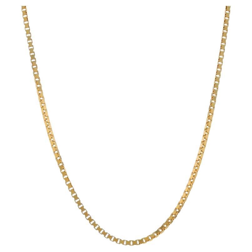 Yellow Gold Box Chain Necklace 16" - 14k Italy For Sale