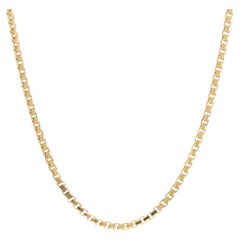 Yellow Gold Box Chain Necklace 16" - 14k Italy