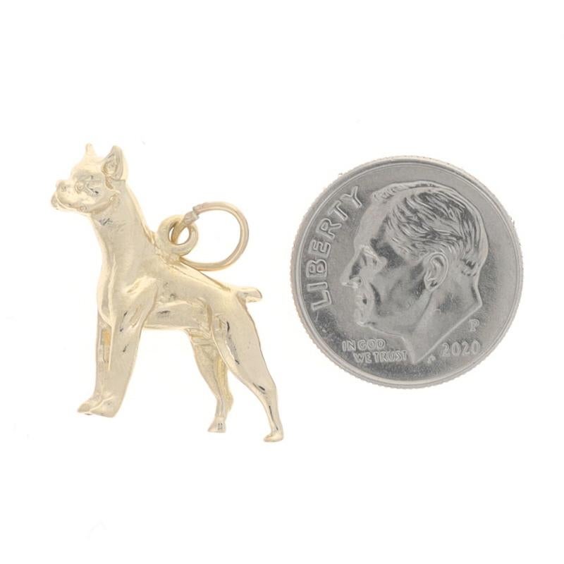 Women's or Men's Yellow Gold Boxer Dog Charm - 14k Pet Canine Standing For Sale