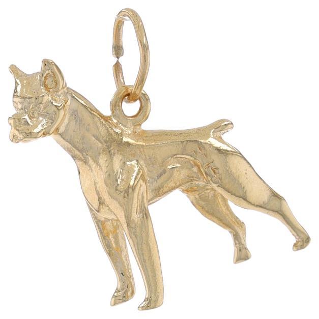 Yellow Gold Boxer Dog Charm - 14k Pet Canine Standing For Sale