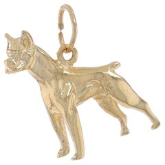 Yellow Gold Boxer Dog Charm - 14k Pet Canine Standing