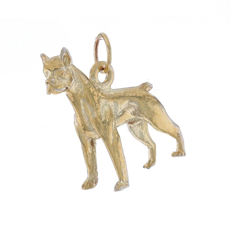 Metal Content: 14k Yellow Gold

Theme: Boxer Dog, Standing Canine

Measurements

Tall: 13/16
