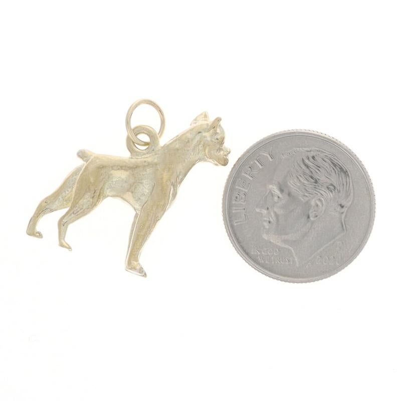 Women's or Men's Yellow Gold Boxer Dog Charm - 14k Standing Canine Pet Keepsake For Sale