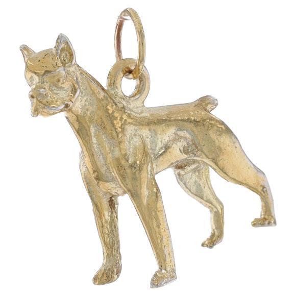 Yellow Gold Boxer Dog Charm - 14k Standing Canine Pet Keepsake For Sale