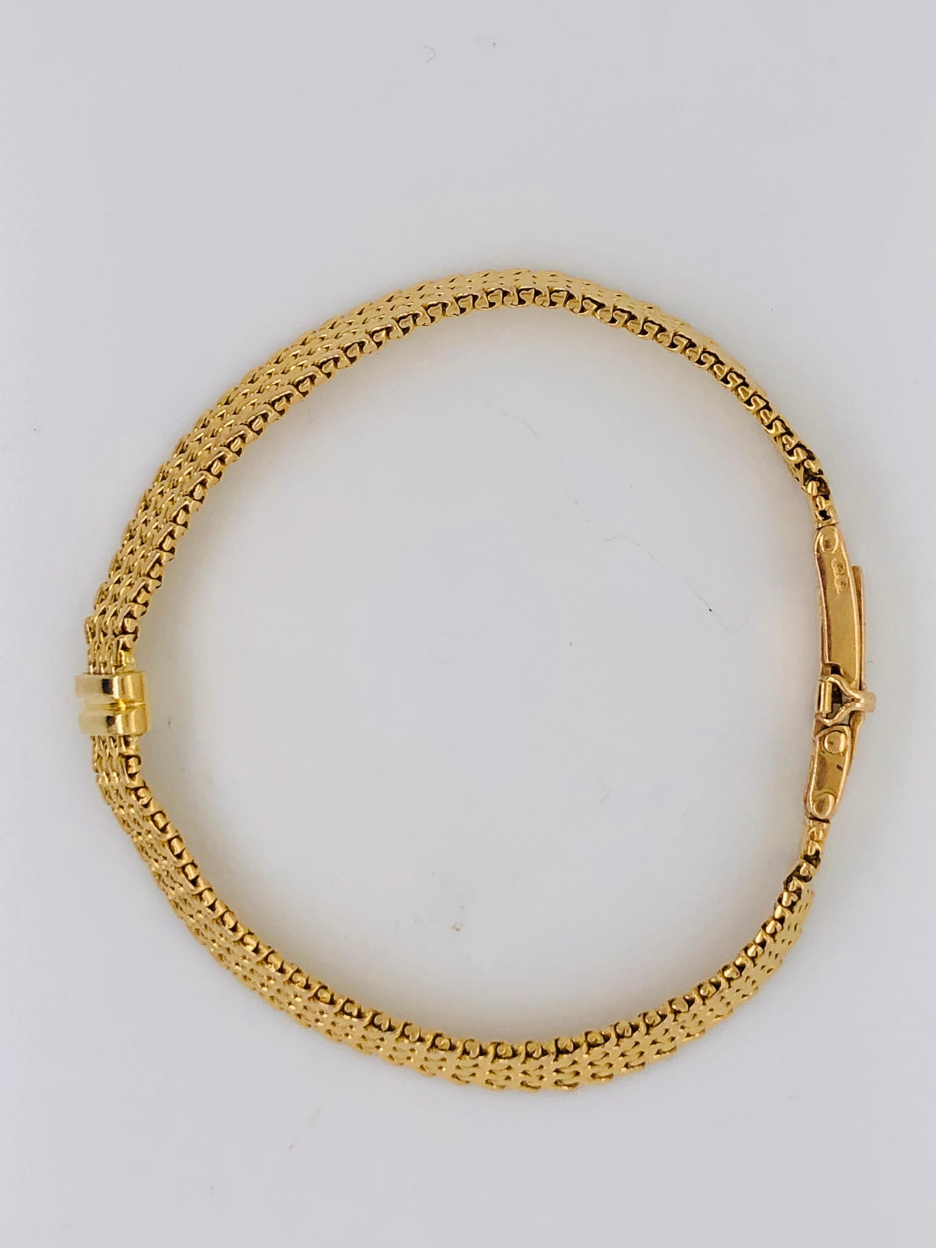 Yellow Gold Bracelet 18 Karat Mesh Braided In New Condition In Vannes, FR