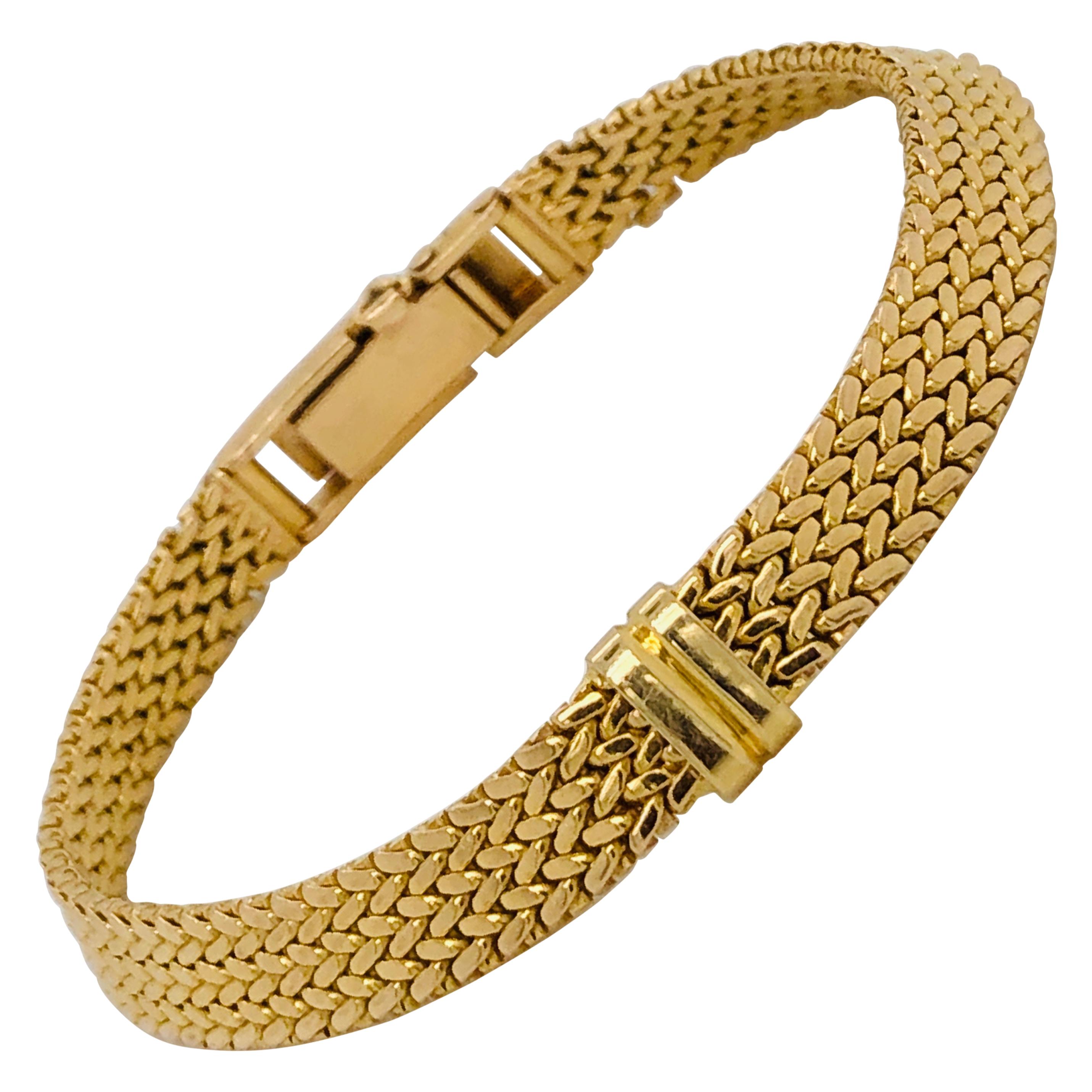 Yellow Gold Bracelet 18 Karat Mesh Braided